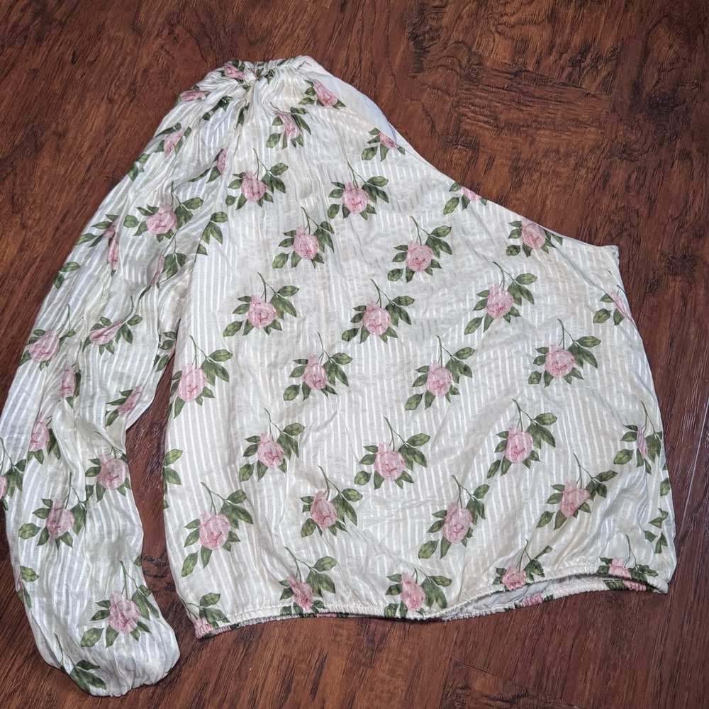 Cami NYC Womens Lenore Silk Floral Print One Shoulder Blouse White Size M - Picture 3 of 6